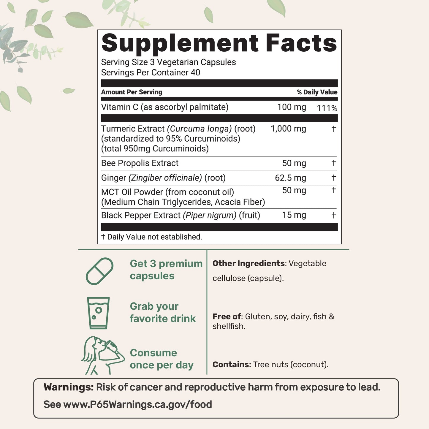 Velaren Supplement Facts and directions